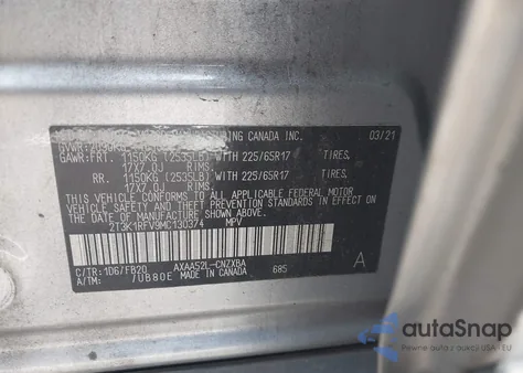 2021 Toyota Rav4 Le from USA, damaged, VIN 2T3K1RFV9MC130374